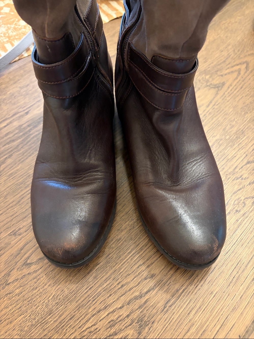 Rockport Brown Leather & Suede Tall Riding Boots - Picture 3 of 6